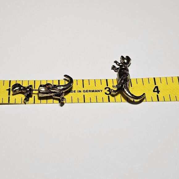 Gold Tone Dinosaur Head And Tail Jacket Fashion Earrings - Picture 7 of 11